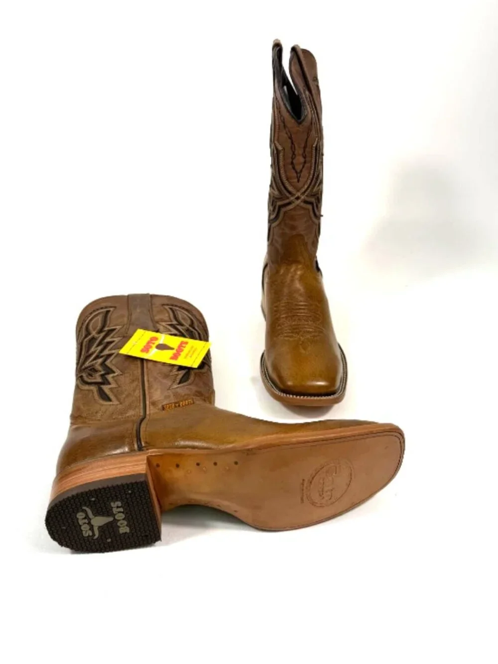 Soto Boots Men's Broad Square Toe Cowboy Boots Sz 10.5